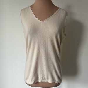 Holt Renfrew Collection Cream Ivory Cashmere Silk Sleeveless Sweater Vest EUC M